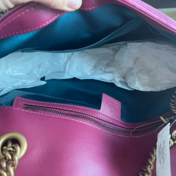 Gucci Blind For Love Pink Rose Velvet Handbag Bag Marmont GG Gold Purse Italy NW - Picture 15 of 15